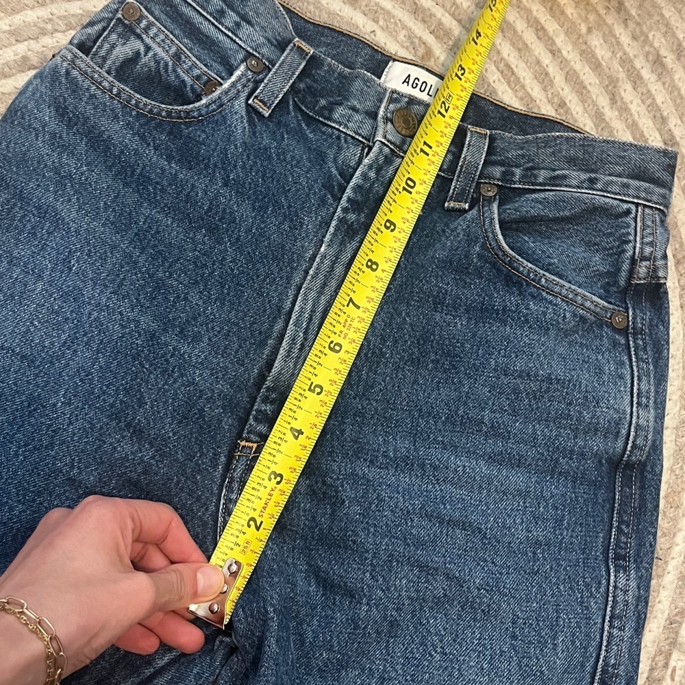 Agolde pinch waist Jeans medium wash cropped zip fly - Picture 8 of 10
